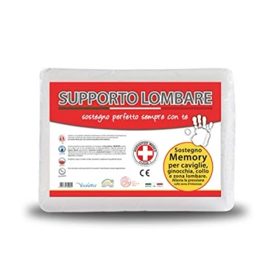 Imagen de V.I.P. Very Important Pillow Cojín Lumbar de viscolática Memory con Pantalla médica, Funda 100% poliéster cómoda Cremallera, Blanco, 34 x 25 10 h en el Punto Central