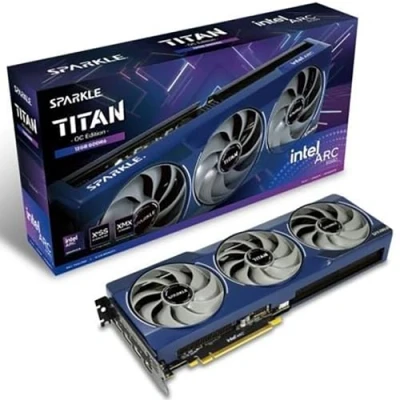 Imagen de Sparkle Intel Arc B580 Titan OC, 12GB GDDR6, Torn Cooling 2.0, ventilador axial, luz de respiración, placa trasera metal, SB580T 12GOC