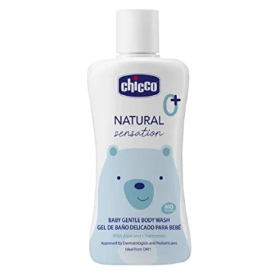 Imagen de Chicco Gel de Baño Natural Sensation, Cosmética Bebés y Recién Nacidos 0 + Meses, Ingredientes Naturales, Limpia Piel Cuerpo del Bebé, Envase Sostenible, 200 ml
