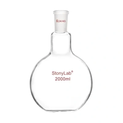 Imagen de stonylab de Vidrio Borosilicato 2000ml Frasco Ebullición Inferior Plano Cristal, con Junta Exterior Cónica Estándar 24/40
