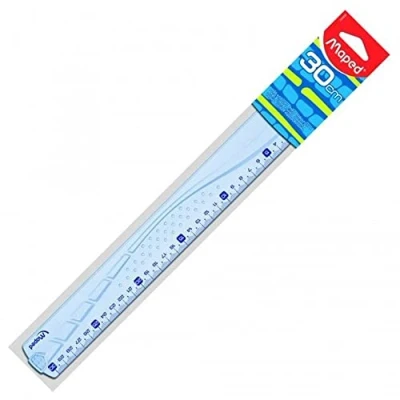 Imagen de Maped Material Escolar Geometric Regla Plana de 30 cm Diseño Técnico Grabado Alta Calidad Borde Antimanchas Empuñadura Ergonómica Presentación en Bolsa Individual