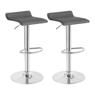 Imagen de WOLTU 2X Taburetes de Bar Regulable en Altura Cuero Artificial Acero Cromado Asiento Acolchado Silla Alto Cocina Gris BH11gr 2
