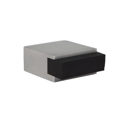 Imagen de EVI Herrajes Tope de Puerta Adhesivo Mini 25 x 14 mm Goma Negra Cuadrado Acero Inoxidable Gran Adhesión 100% Funcional Mod. 197/25x14 AM