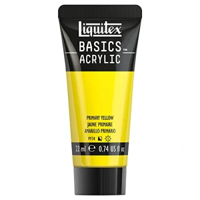 Imagen de Liquitex Basics Pintura Acrílica, Para Bellas Artes y Manualidades, Resistentes a la Luz, Viscosidad Media, Acabado Satinado, Tubo de 22 ml Amarillo Primario