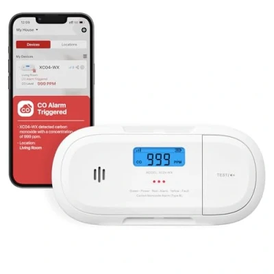Imagen de X Sense Detector de Monóxido Carbono Inteligente WiFi, Notificaciones Móviles en Tiempo Real con la Aplicación Home Security, Batería Reemplazable, Dise?o sin Soportes, XC04 WX