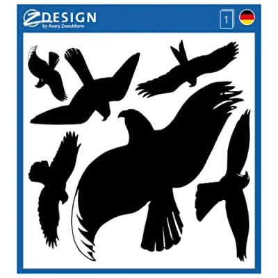 Imagen de Avery Dennison 4485 Pegatinas de advertencia para pájaros (28 x 18 cm, 8 5 resistentes al agua), color negro
