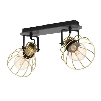 Imagen de EGLO Sambatello plafón 2 luces negro/oro