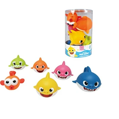 Imagen de ODS 48821 Baby Shark Juego de 6 Tiburones Suaves para baño, Multicolor
