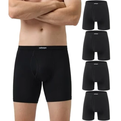 Imagen de wirarpa Calzoncillos Tipo Bóxer de Modal para Hombre Ropa Interior elástica Uso Diario Paquete 4 Unidades Negro Talla M