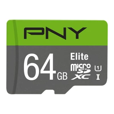 Imagen de PNY Elite Memoria Flash Tarjeta de (64 GB, MicroSDXC, Clase 10, Class 1 (U1), Verde, Gris)