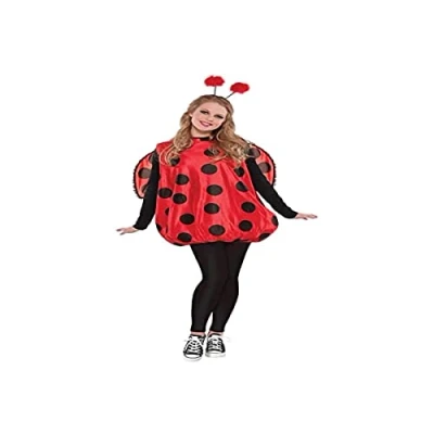 Imagen de amscan Disfraz de mariquita para adultos con alas y antenas Bopper, tamaño estándar, 1 unidad, color red, 12 14 (10132331)