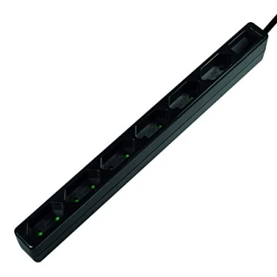 Imagen de LogiLink LPS231B Regleta de 6 enchufes (enchufe europeo, CEE 7/16, con protección infantil), color negro