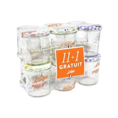 Imagen de Le Parfait Lote de 12 recipientes 324 ml, Cristal, 25,5 x 15,5 19,1 cm