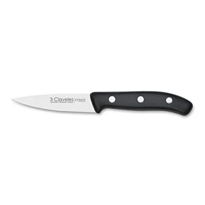 Imagen de 3 Claveles Cuchillo de Verduras, Línea DOMVS, Acero Inoxidable, Mango Polipropileno Negro (9cm, 3,5&quot;)