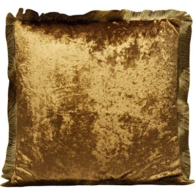 Imagen de Kare Design cojín Cannes, amarillo, flecos, decorativo, aspecto terciopelo, decorativo con cremallera, funda extraíble, relleno incluido, 45x45 cm