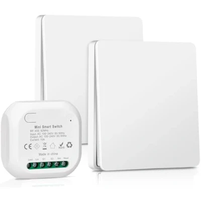 Imagen de Interruptor Inalámbrico, de luz Inalámbrico 230v, Juego Cinético sin Batería, a Prueba Agua, Control Remoto Hasta 50 200 m