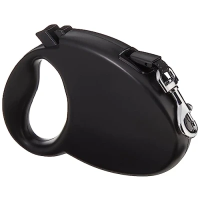 Imagen de Amazon Basics Correa retráctil para perro, longitud extensible de 5 m, mediana (para perros hasta 50 kg, color negro)