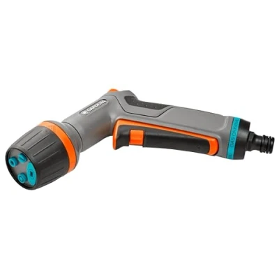Imagen de Gardena 18304 20 pistola de limpieza con boquilla Comfort ecoPulse para una potente y que ahorra agua, dispositivo bloqueo, Negro/Naranja/Turquesa