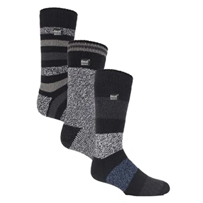 Imagen de HEAT HOLDERS Paquete de 3 calcetines térmicos aislados para hombre invierno (6 11, negro / gris, Taille unique