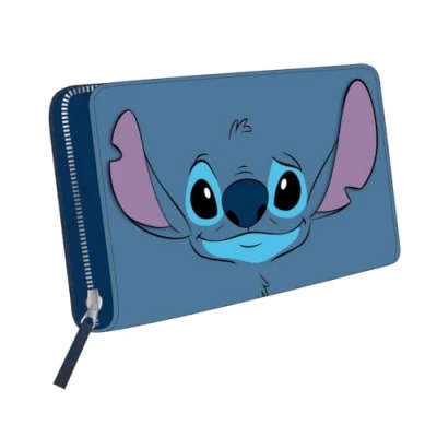 Imagen de Billetero de Stitch Color Azul 19x10x2,5 cm Fabricado en Material Sintético PU Incluye Múltiples Compartimentos Diseño Estampado con Producto Original Diseñado España