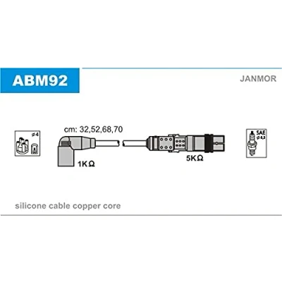 Imagen de JANMOR ABM92 Juego de Cables Encendido VOLKSWAGEN: Golf 4, New Beetle Hatchback, 5, AUDI: A3 A4 B5 Avant, B6 Berlina