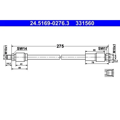 Imagen de ATE 24.5169 0276.3 Latiguillos de Freno 275 M10x1 BMW: X4