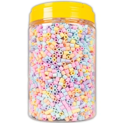 Imagen de La Manuli Cuentas para Planchar Pastel 5000 Piezas, Tamaño Midi 5mm, Incluye 2 Pinzas, Compatible con Pyssla, Hamas