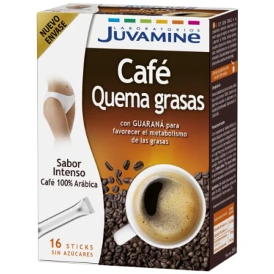 Imagen de JUVAMINE Café Quema Grasas sticks 100% Arábica Sabor Intenso Tueste Medio Con Guaraná Control de Peso Formato Práctico 16