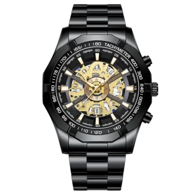 Imagen de JewelryWe Relojes Mecánicos Imitación Hombre: Reloj de Cuarzo Analógico Resistente al Agua Redondo para Caballero Correa Acero Inoxidable Extraíble Luminoso Calendario Ocio Negocios Regalos