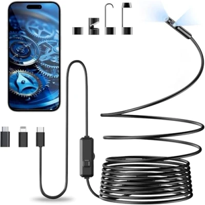 Imagen de Vexloria Endoscopio Cámara de Inspección, 1920P HD Endoscópica, para Movil con 8 Luces LED Sonda 7,9 mm, IP68 Impermeable Camara Inspeccion Tuberias Android, iPhone(5 M)
