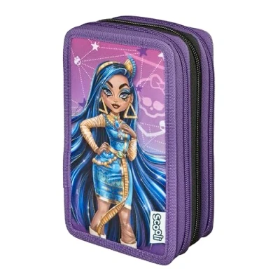 Imagen de Scooli Tripledecker Monster High Estuche Escolar Relleno con bolígrafos y Accesorios Ideal para la Escuela, el Tiempo Libre los Viajes a Partir de 6 años