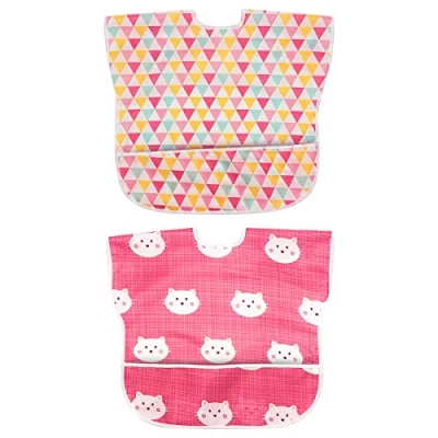 Imagen de Little Dimsum Babero Impremeable con mangas larga para bebé Manga (Sleeveless Cat/Triangle)