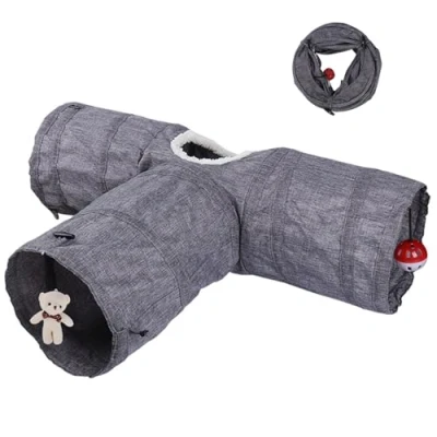 Imagen de Tunel para Gatos,Tunel Gatos,Túnel De Juego Gatos,con Pelotas y Peluches Colgantes,Resistente a Arañazos Desgarros,Plegable,Adecuado Gatos Grandes,Gatitos, Cachorros,Cobayas Conejos