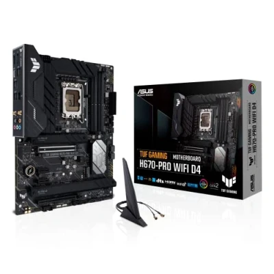 Imagen de ASUS TUF Gaming H670 PRO WiFi D4 Placa Base ATX Intel LGA 1700 (VRM de 14+1 Fases, PCIe 5.0, 4 x M.2 4.0, 2.5Gb Ethernet, DisplayPort, HDMI, USB 3.2 Tipo C Frontal, Aura Sync)