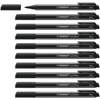 Imagen de Rotulador punta media 0,8 STABILO pointMax Caja con 10 unidades Color negro