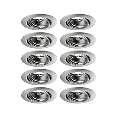 Imagen de Paulmann 93399 foco empotrable LED redondo giratorio máx. 10x10W de hierro cepillado techo metal GU10 sin bombilla [clase energética A++]