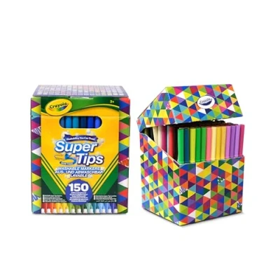 Imagen de CRAYOLA Super Tips 58 5152 Rotuladores lavables de punta media, paquete 150 unidades, colores, edad recomendada: a partir 3 años