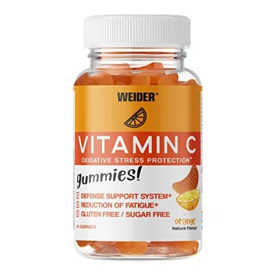 Imagen de Weider Vitamin C Gummies, Gominolas que Contribuyen al Correcto Funcionamiento del Sistema Inmune, Sin Azúcares y Gluten, Sabor a Naranja Bote con 50