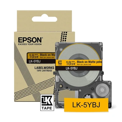 Imagen de Epson LabelWorks LK 5YBJ Cartucho de cinta para etiquetado compatible con LW C610 y C410 Amarillo/Negro Mate 18mm