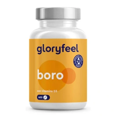 Imagen de Boro 3,5mg Alta dosificación 400 Tabletas de Boron (+1 año) Para huesos y dientes sanos biodisponibilidad gracias a la vitamina D Probado en laboratorio sin aditivos