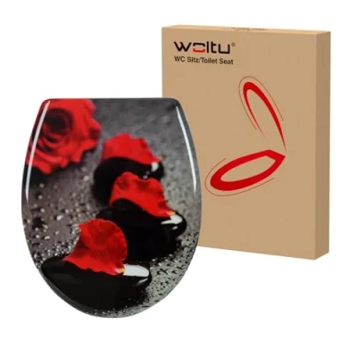 Imagen de WOLTU Tapa WC Universal,Asiento para Inodoro, Asiento De Inodoro en Forma O, Cierre Suave Lento, Bisagras Ajustables,Fácil Montar