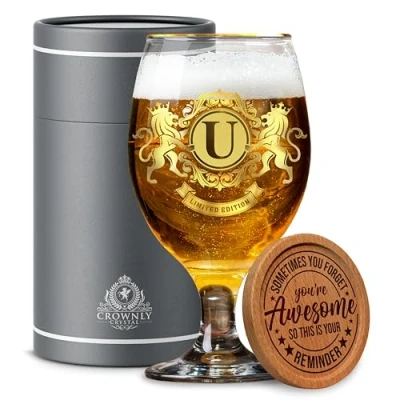 Imagen de CROWNLY CRYSTAL® Regalos Personalizados Copas De Cerveza Para Hombre Ideas Regalo Cumpleanos Decoracion Navidad (U)