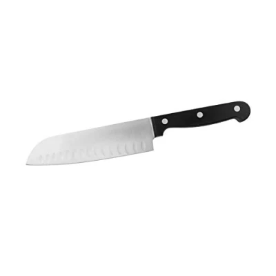 Imagen de FACKELMANN Nirosta Mega Cuchillo Santoku cortar lonchear pescado y verduras hoja acero CCR mango plástico POM negro con remaches 18 30x1,8cm, 1ud.