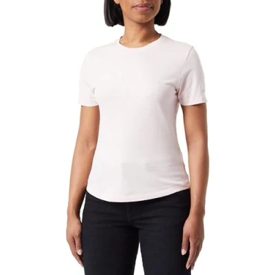 Imagen de Tommy Hilfiger Camiseta de Manga Corta para Mujer Slim Flag Tee Cuello Redondo, Rosa (Whimsy Pink), XL