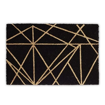 Imagen de Relaxdays Felpudo de coco con líneas, 1,5 x 60 40 cm, rectangular, antideslizante, fibra coco, goma, negro natural