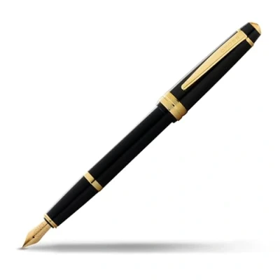 Imagen de Cross AT0746 9MF Pluma Estilográfica Bailey Light Plumín Punto Medio con Detalles en Oro, Negro