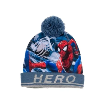 Imagen de Marvel Spiderman Gorro para Niño, Invierno Niños, Azul Set de Spiderman, Pom Pom, Accesorios Infantil