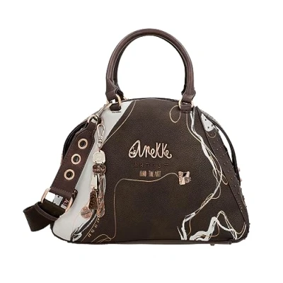 Imagen de Anekke Bolso Boquilla de Mujer Hombro Polipiel con Asas, Bolsillos y Bandolera Color Marrón Shoen Accesorios Complementos Medidas 31x24x12 cm