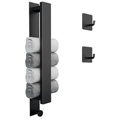 Imagen de Toallero Adhesivo, vewicokop Toalleros de Baño Sin Taladro,Toallero Acero Inoxidable 304 Durable y a Prueba Herrumbre para Cocina,Baño Aseo 40CM,Negro