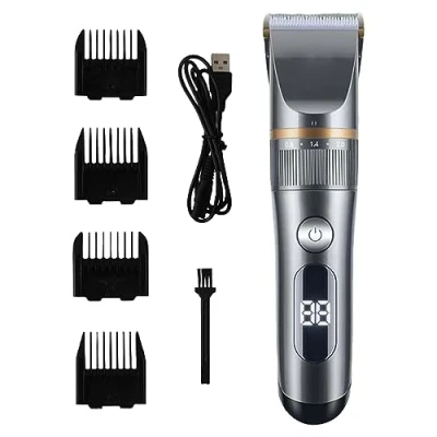 Imagen de Cortapelos Hombre Profesional, Cortar Pelo Hombre, Afeitar con LCD Pantalla, Carga Rápida USB Maquina Pelo, Afeitadora Eléctrica Set para Hogar y Peluquería